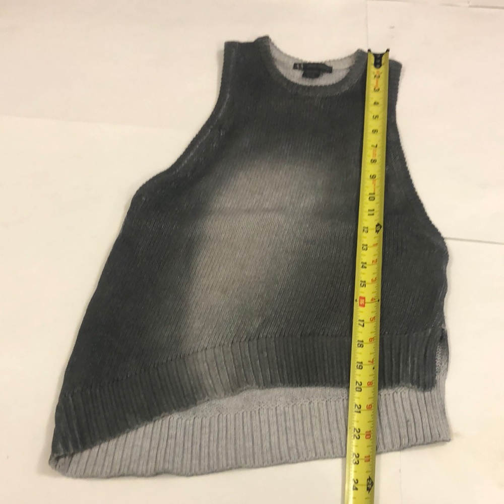 Armani Exchange XXS Top Gray Sleeveless Knit Metallic Distressed Asymmetrical - Picture 4 of 6